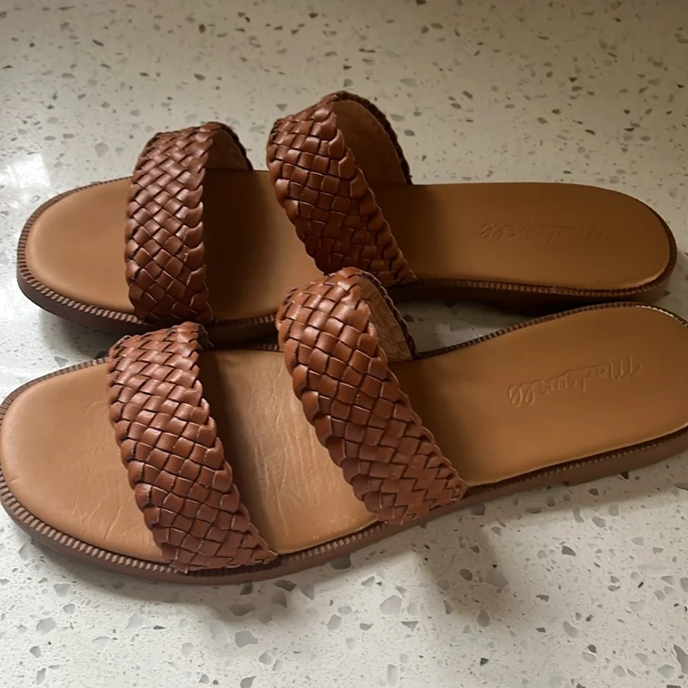 Madewell 8 Brown Woven Slide Sandals - Picture 1 of 6